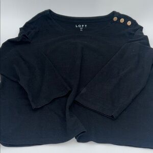 LOFT Black Top with Gold Button Accents
